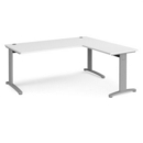 TR10 desk 1800mm x 800mm with 800mm return desk - silver frame and white top
