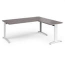 TR10 desk 1800mm x 800mm with 800mm return desk - white frame and grey oak top