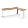 TR10 desk 1800mm x 800mm with 800mm return desk - white frame and oak top