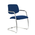 Tuba chrome cantilever frame conference chair with half upholstered back - Curacao Blue