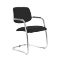 Tuba chrome cantilever frame conference chair with half upholstered back - Havana Black