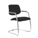 Tuba chrome cantilever frame conference chair with half upholstered back - Havana Black