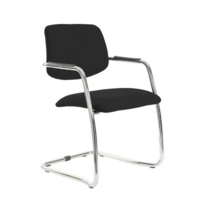 Tuba chrome cantilever frame conference chair with half upholstered back - Havana Black