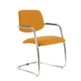 Tuba chrome cantilever frame conference chair with half upholstered back - Solano Yellow