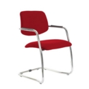 Tuba chrome cantilever frame conference chair with half upholstered back - Panama Red