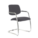 Tuba chrome cantilever frame conference chair with half upholstered back - Blizzard Grey