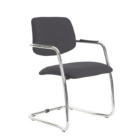 Tuba chrome cantilever frame conference chair with half upholstered back - Blizzard Grey