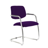 Tuba chrome cantilever frame conference chair with half upholstered back - Tarot Purple