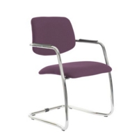 Tuba chrome cantilever frame conference chair with half upholstered back - Bridgetown Purple