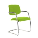 Tuba chrome cantilever frame conference chair with half upholstered back - Madura Green