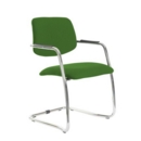 Tuba chrome cantilever frame conference chair with half upholstered back - Lombok Green