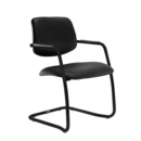 Tuba black cantilever frame conference chair with half upholstered back - Nero Black vinyl