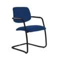 Tuba black cantilever frame conference chair with half upholstered back - Curacao Blue