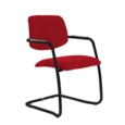 Tuba black cantilever frame conference chair with half upholstered back - Panama Red