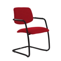 Tuba black cantilever frame conference chair with half upholstered back - Panama Red