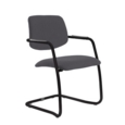 Tuba black cantilever frame conference chair with half upholstered back - Blizzard Grey