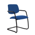 Tuba black cantilever frame conference chair with half upholstered back - Scuba Blue
