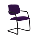 Tuba black cantilever frame conference chair with half upholstered back - Tarot Purple