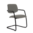 Tuba black cantilever frame conference chair with half upholstered back - Slip Grey