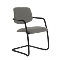 Tuba black cantilever frame conference chair with half upholstered back - Slip Grey