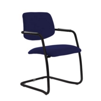 Tuba black cantilever frame conference chair with half upholstered back - Ocean Blue