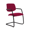 Tuba black cantilever frame conference chair with half upholstered back - Diablo Pink