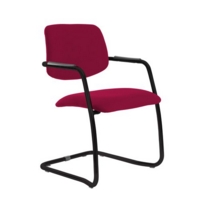 Tuba black cantilever frame conference chair with half upholstered back - Diablo Pink