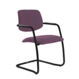 Tuba black cantilever frame conference chair with half upholstered back - Bridgetown Purple