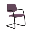 Tuba black cantilever frame conference chair with half upholstered back - Bridgetown Purple