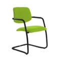 Tuba black cantilever frame conference chair with half upholstered back - Madura Green