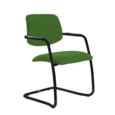 Tuba black cantilever frame conference chair with half upholstered back - Lombok Green