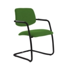 Tuba black cantilever frame conference chair with half upholstered back - Lombok Green