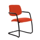 Tuba black cantilever frame conference chair with half upholstered back - Tortuga Orange