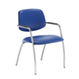 Tuba chrome 4 leg frame conference chair with half upholstered back - Ocean Blue vinyl