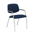 Tuba chrome 4 leg frame conference chair with half upholstered back - Costa Blue