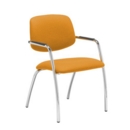 Tuba chrome 4 leg frame conference chair with half upholstered back - Solano Yellow