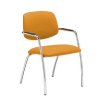Tuba chrome 4 leg frame conference chair with half upholstered back - Solano Yellow