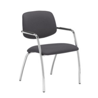 Tuba chrome 4 leg frame conference chair with half upholstered back - Blizzard Grey