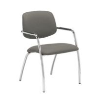 Tuba chrome 4 leg frame conference chair with half upholstered back - Slip Grey