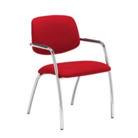Tuba chrome 4 leg frame conference chair with half upholstered back - Balize Red