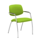 Tuba chrome 4 leg frame conference chair with half upholstered back - Madura Green
