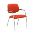 Tuba chrome 4 leg frame conference chair with half upholstered back - Tortuga Orange