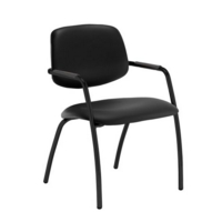 Tuba black 4 leg frame conference chair with half upholstered back - Nero Black vinyl