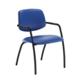 Tuba black 4 leg frame conference chair with half upholstered back - Ocean Blue vinyl