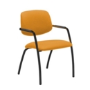 Tuba black 4 leg frame conference chair with half upholstered back - Solano Yellow