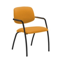 Tuba black 4 leg frame conference chair with half upholstered back - Solano Yellow