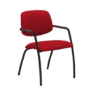 Tuba black 4 leg frame conference chair with half upholstered back - Panama Red