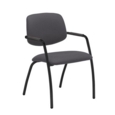 Tuba black 4 leg frame conference chair with half upholstered back - Blizzard Grey