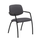 Tuba black 4 leg frame conference chair with half upholstered back - Blizzard Grey