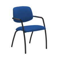 Tuba black 4 leg frame conference chair with half upholstered back - Scuba Blue
